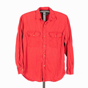 Vintage Ralph Lauren Country Dry Goods Men's LARGE Cotton Button-Up Shirt Red